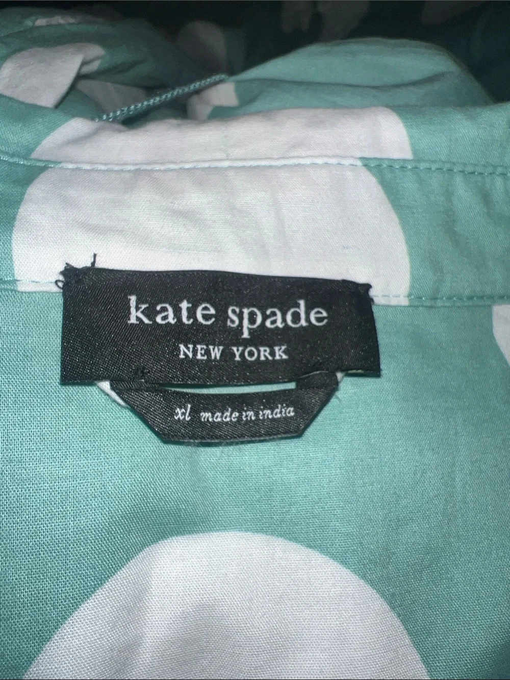 Kate Spade New York Mint Green and White Polka Dot Midi Shirtdress SZ XL